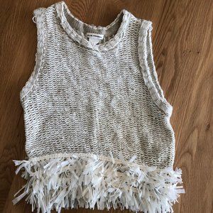 Club Monaco Woven Fringe Top XS